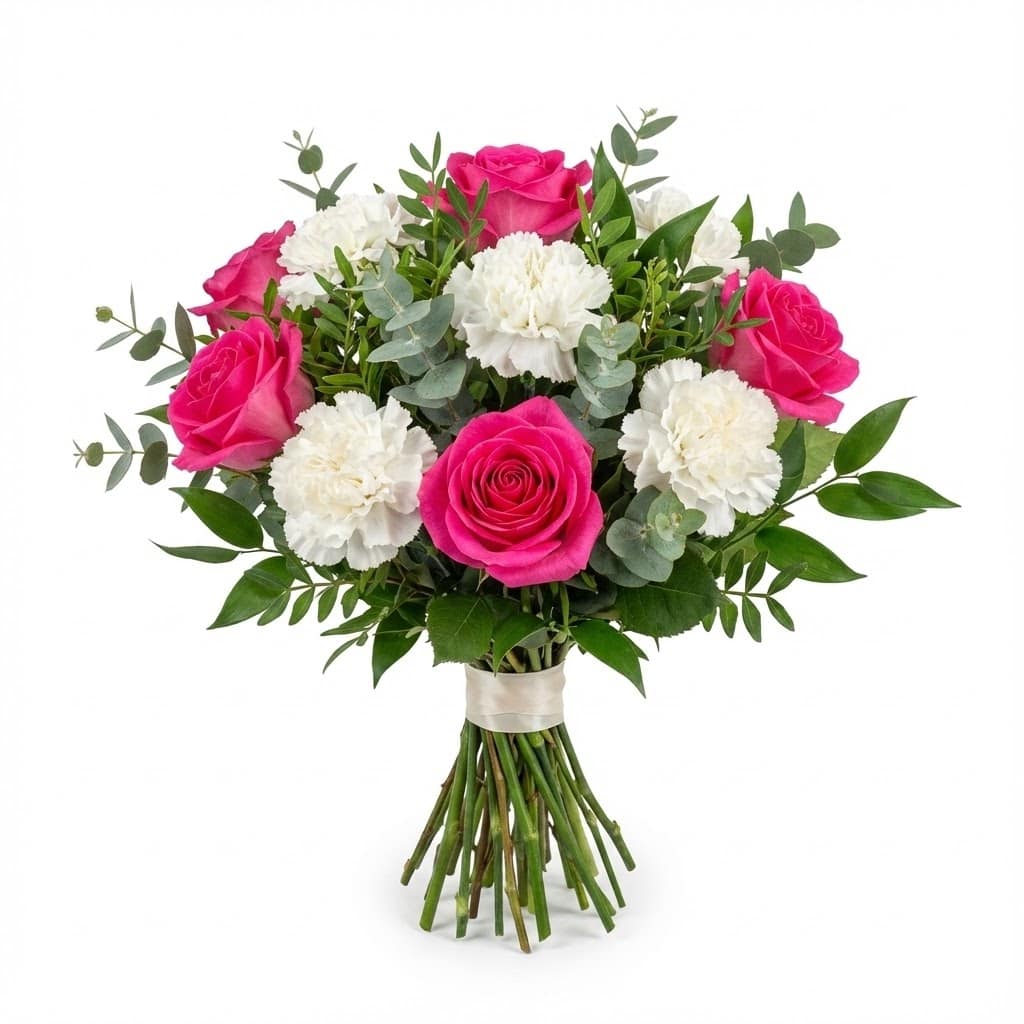 Bon Ton Pink Roses & White Carnations