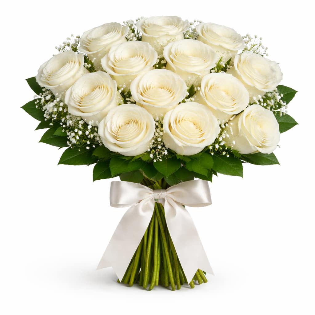 One Dozen White Roses