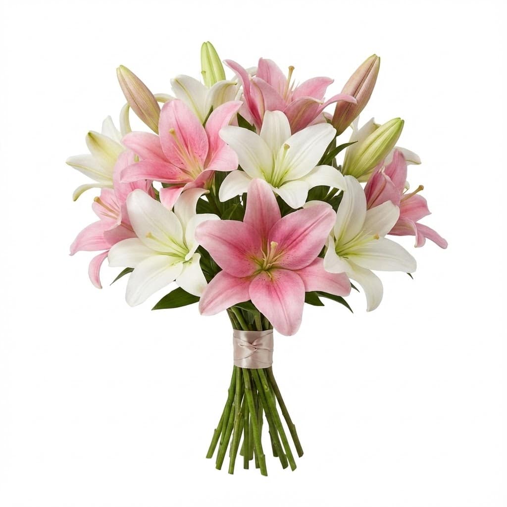 Pink and White Lillies Bouquet