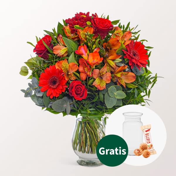 Flower Bouquet Blumensymphonie with Vase and 3 Ferrero