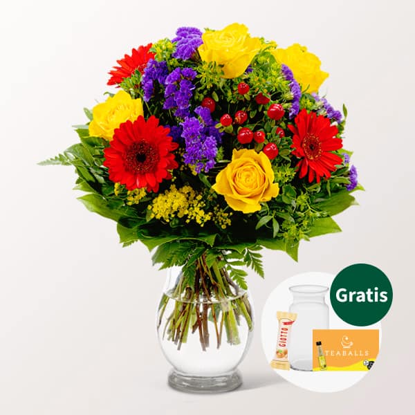 Flower Bouquet Blutenfee with Vase and 3 Ferrero