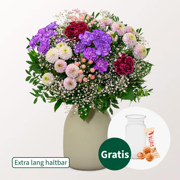 Flower Bouquet Blutentraum with Vase and 3 Ferrero