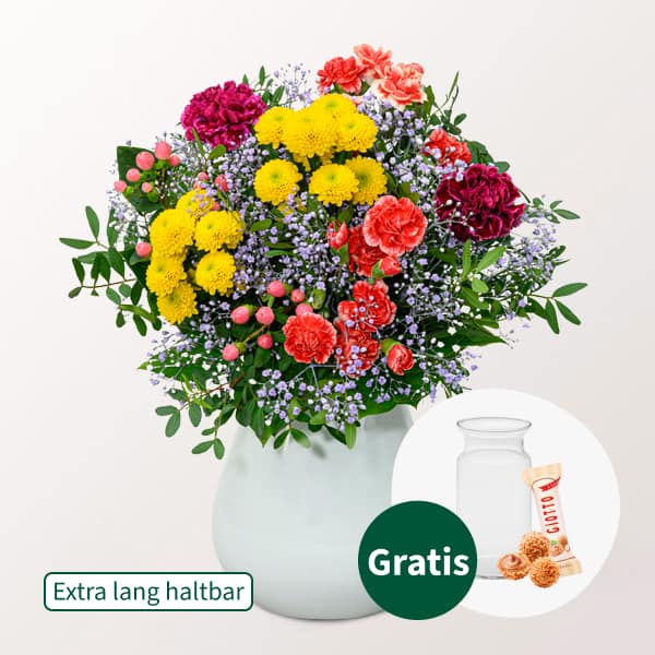 Flower Bouquet Blutenfreude with Vase and 3 Ferrero